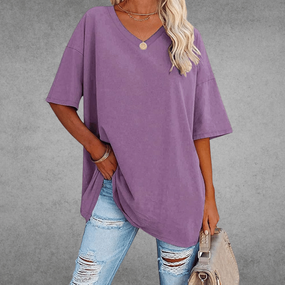 Lieke - Luchtige oversized t-shirt met V-hals voor dames