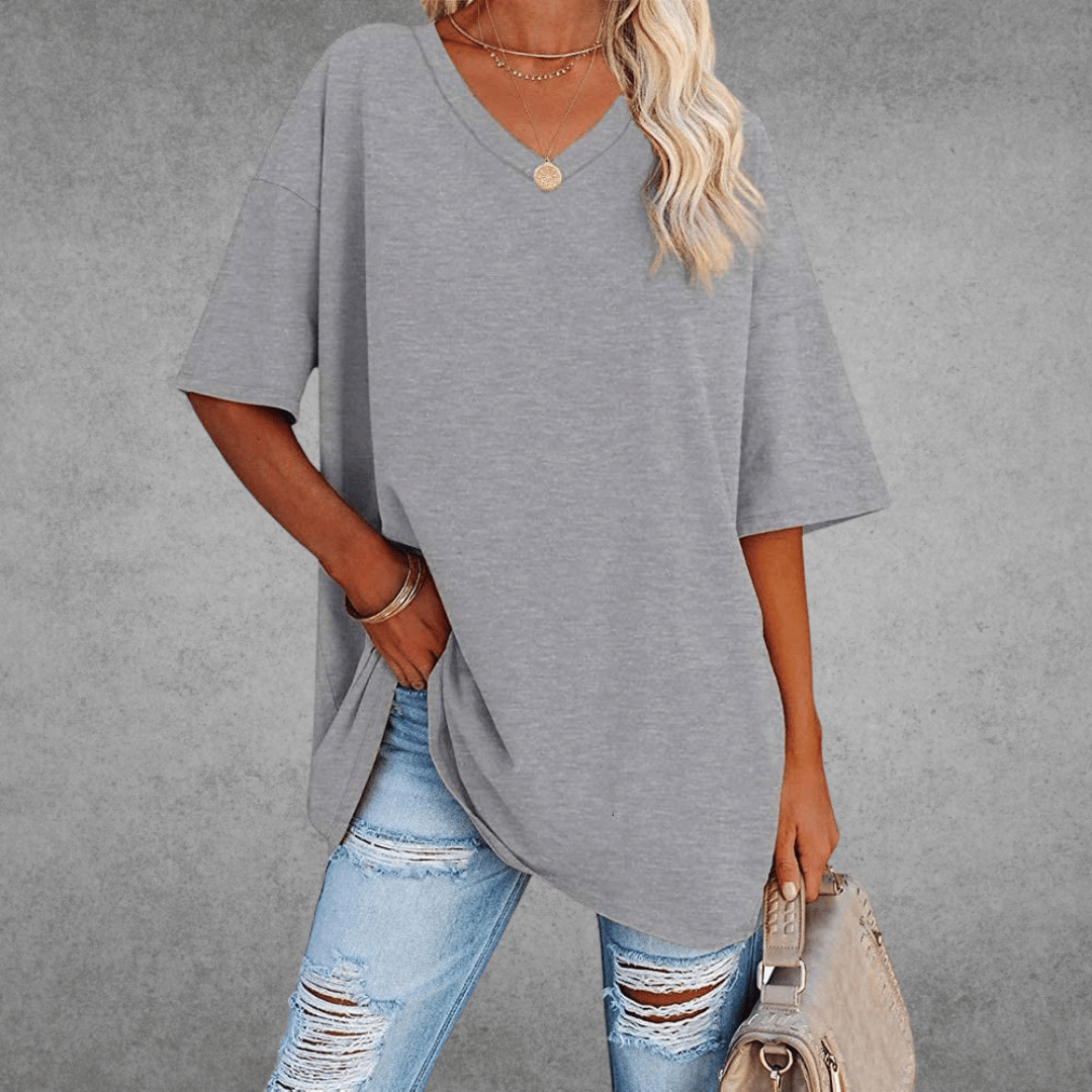 Lieke - Luchtige oversized t-shirt met V-hals voor dames