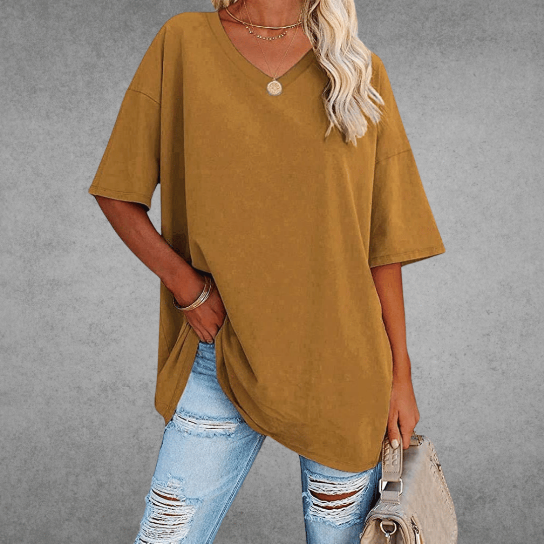 Lieke - Luchtige oversized t-shirt met V-hals voor dames