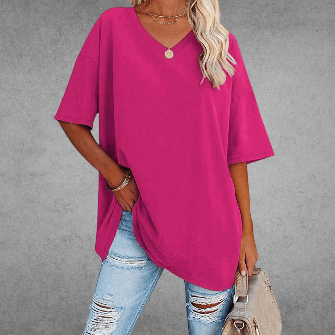 Lieke - Luchtige oversized t-shirt met V-hals voor dames
