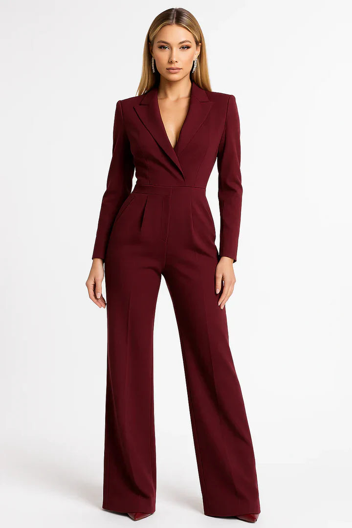 Lieke - Stijlvolle blazer jumpsuit met wijde pijpen voor dames