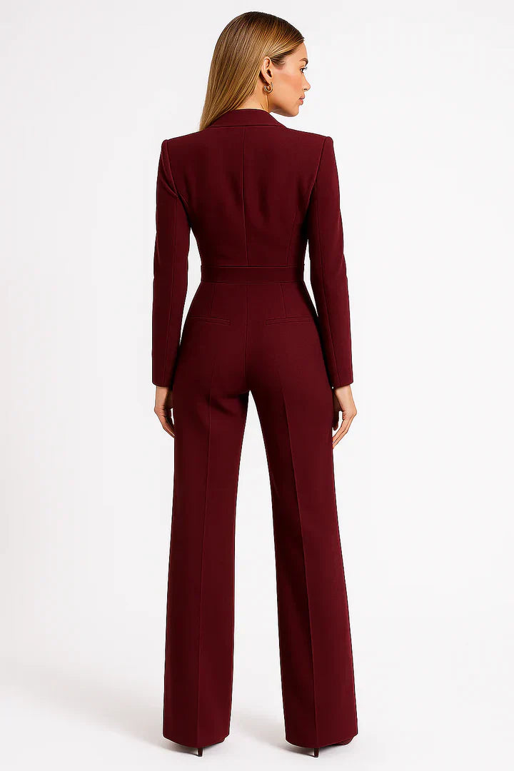 Lieke - Stijlvolle blazer jumpsuit met wijde pijpen voor dames