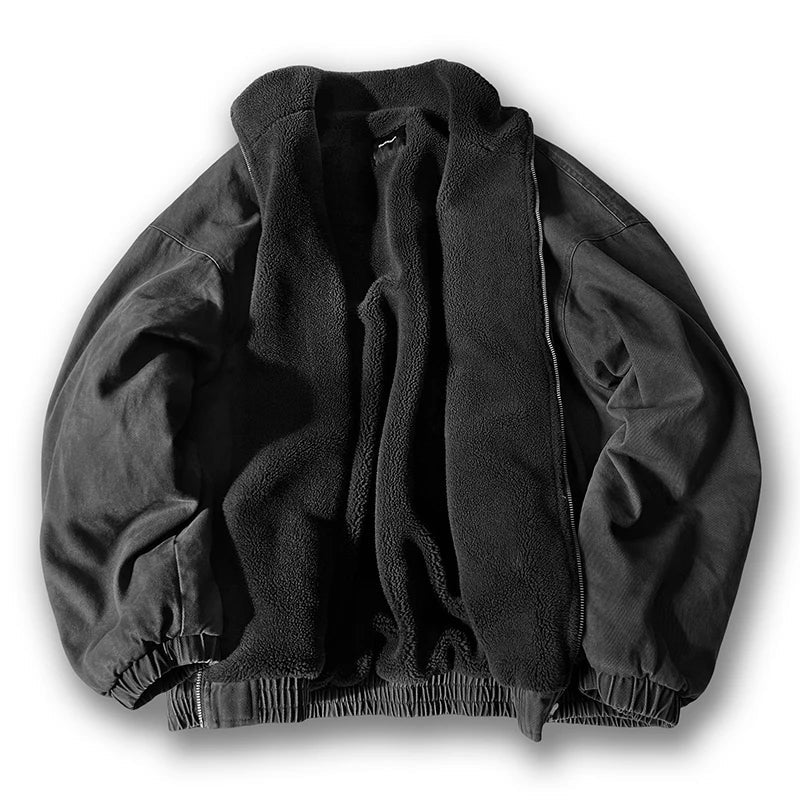 Giel - Warme vintage bombervest met teddykraag voor heren