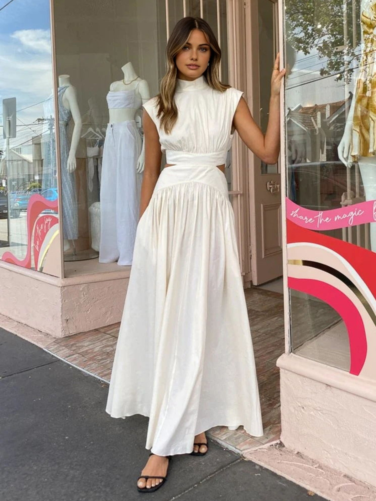 Fenna - Elegante plissé maxi jurk voor dames