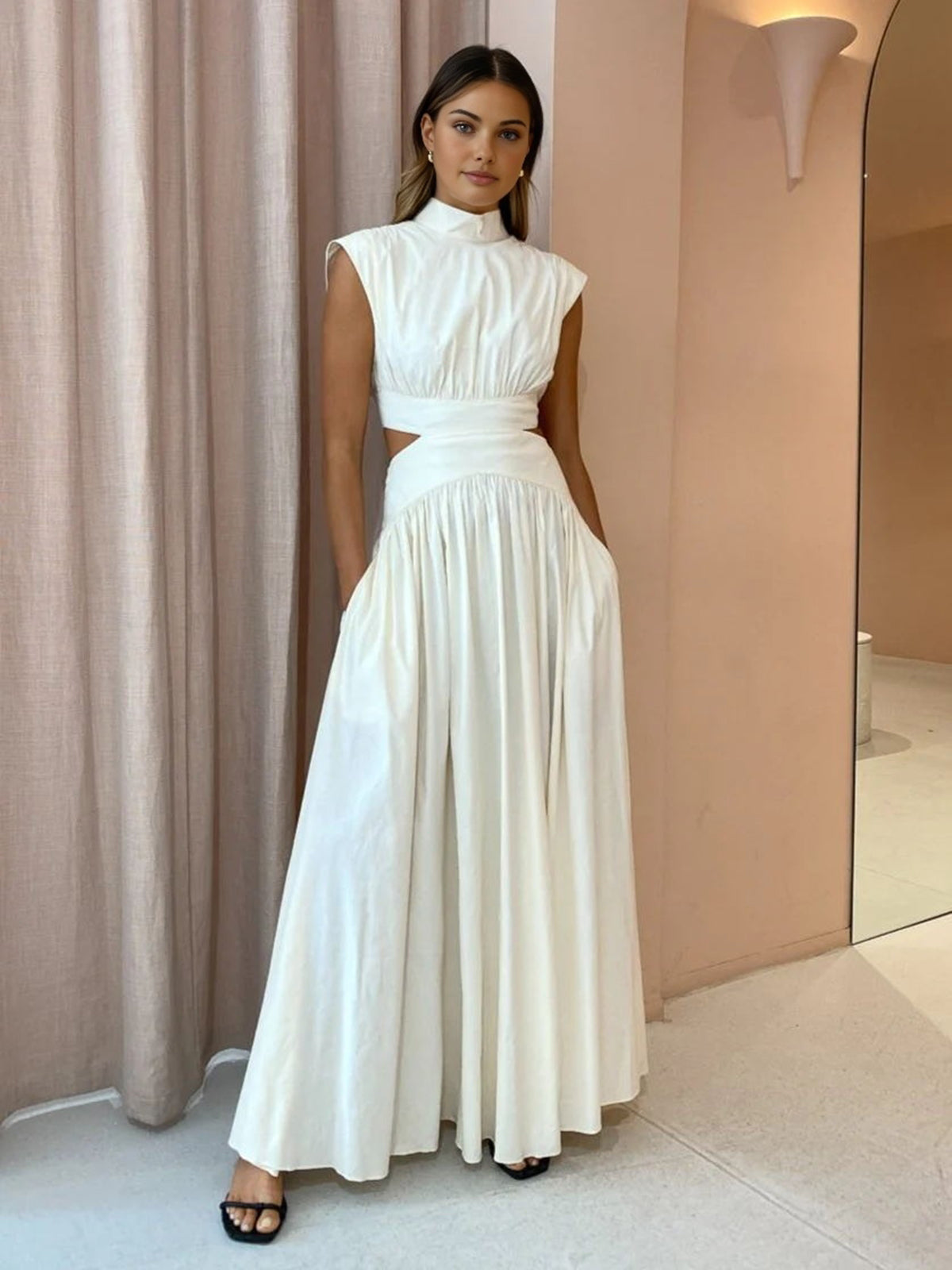 Fenna - Elegante plissé maxi jurk voor dames