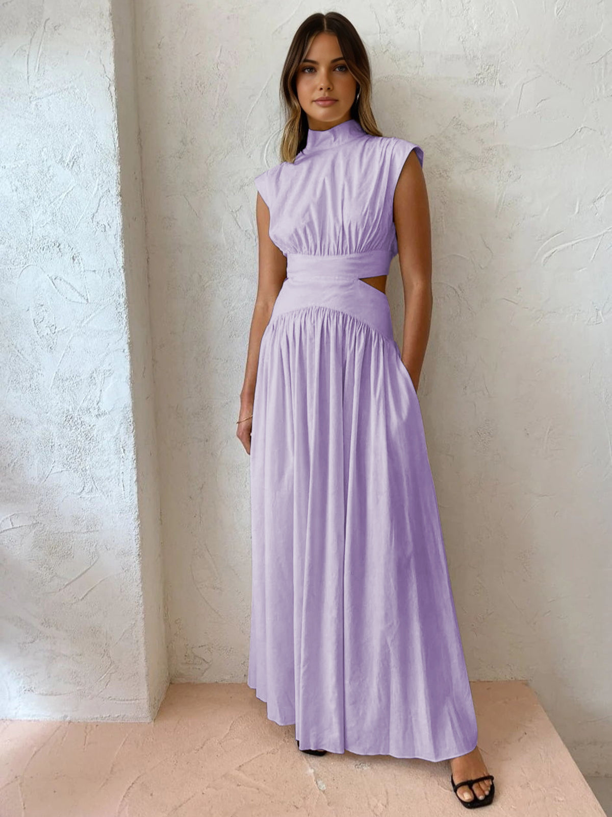 Fenna - Elegante plissé maxi jurk voor dames