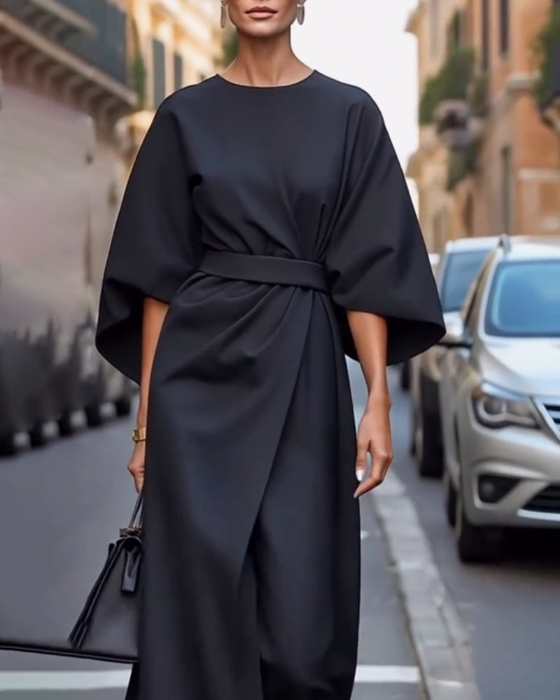 Fenna - Elegante midi jurk met ceintuur voor dames