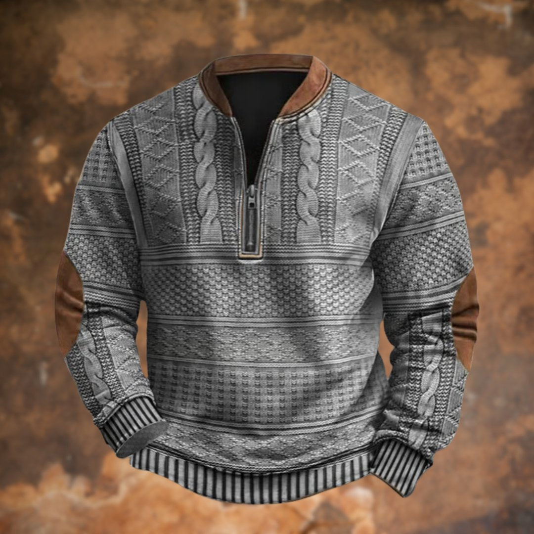 Dirk - Vintage gebreide sweater met rits voor heren Back