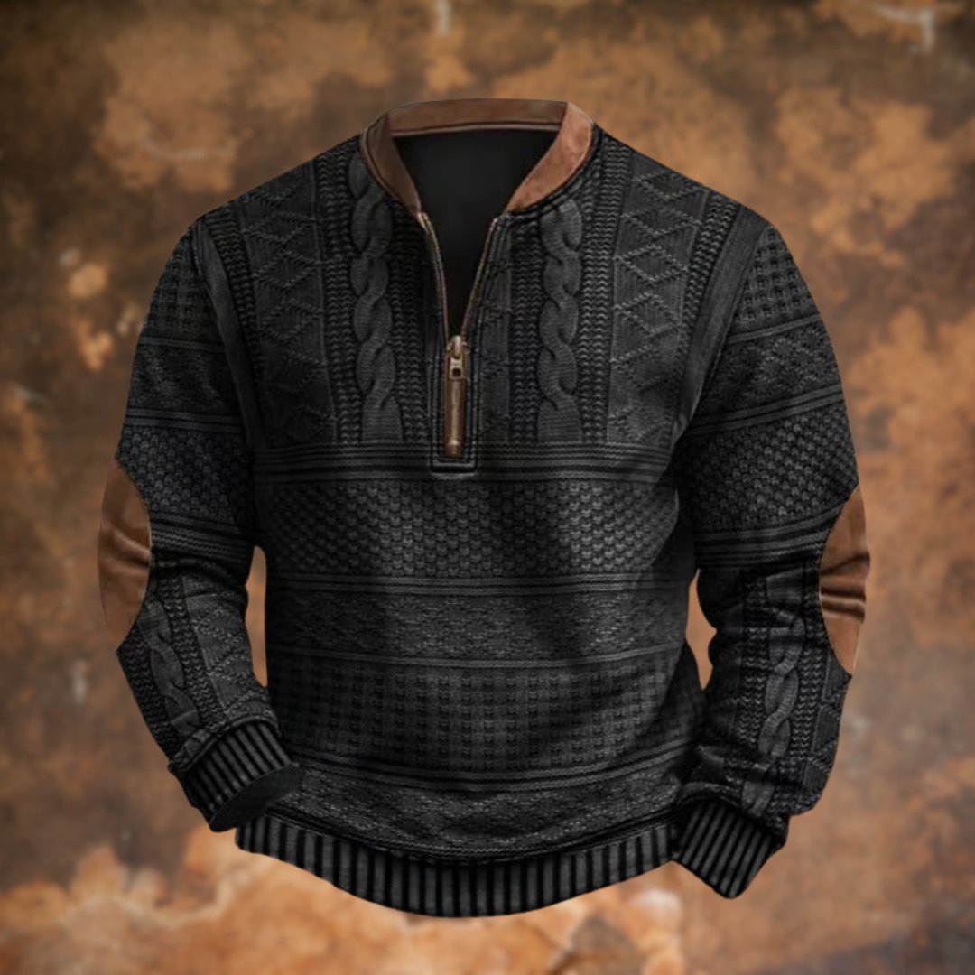 Dirk - Vintage gebreide sweater met rits voor heren Front