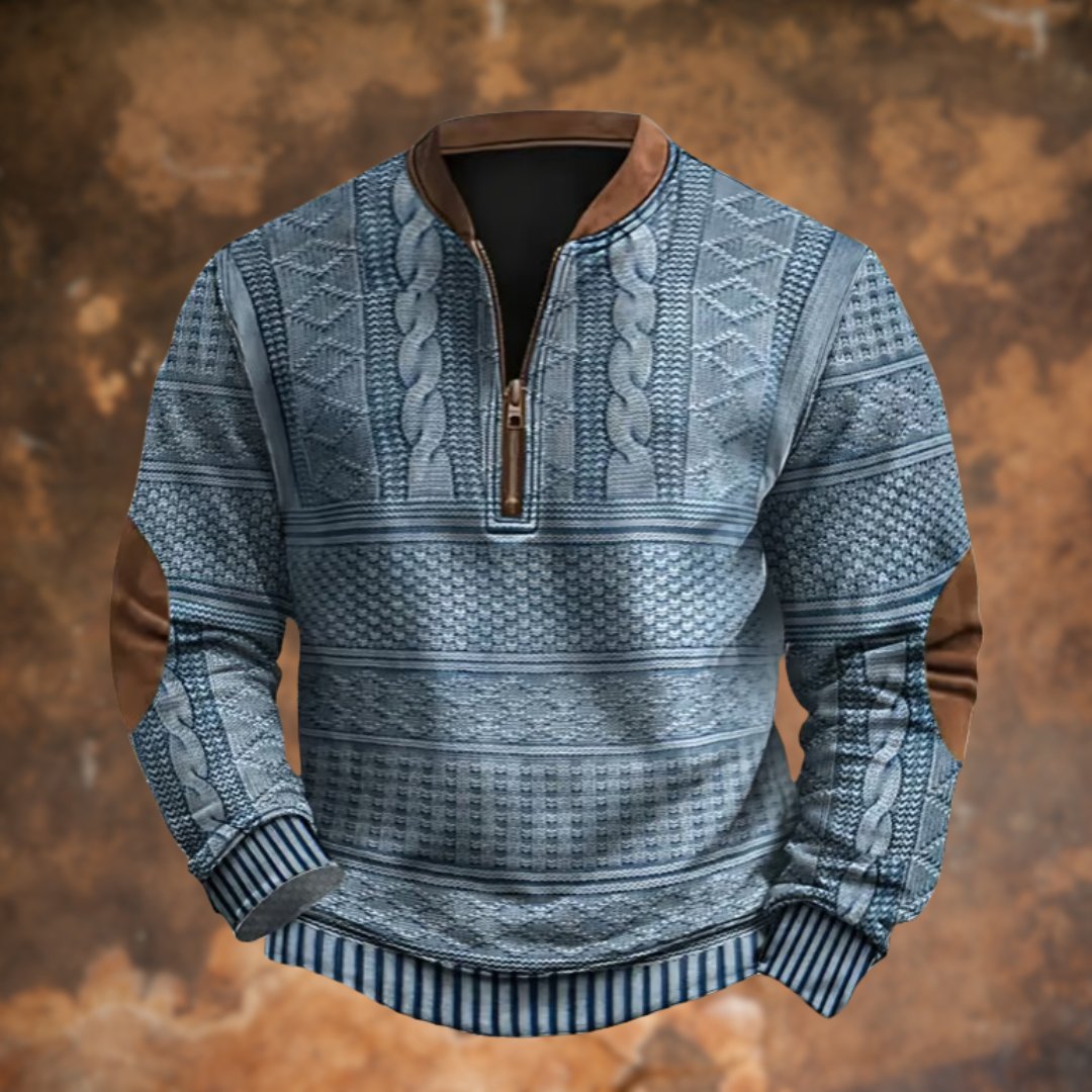 Dirk - Vintage gebreide sweater met rits voor heren Hero