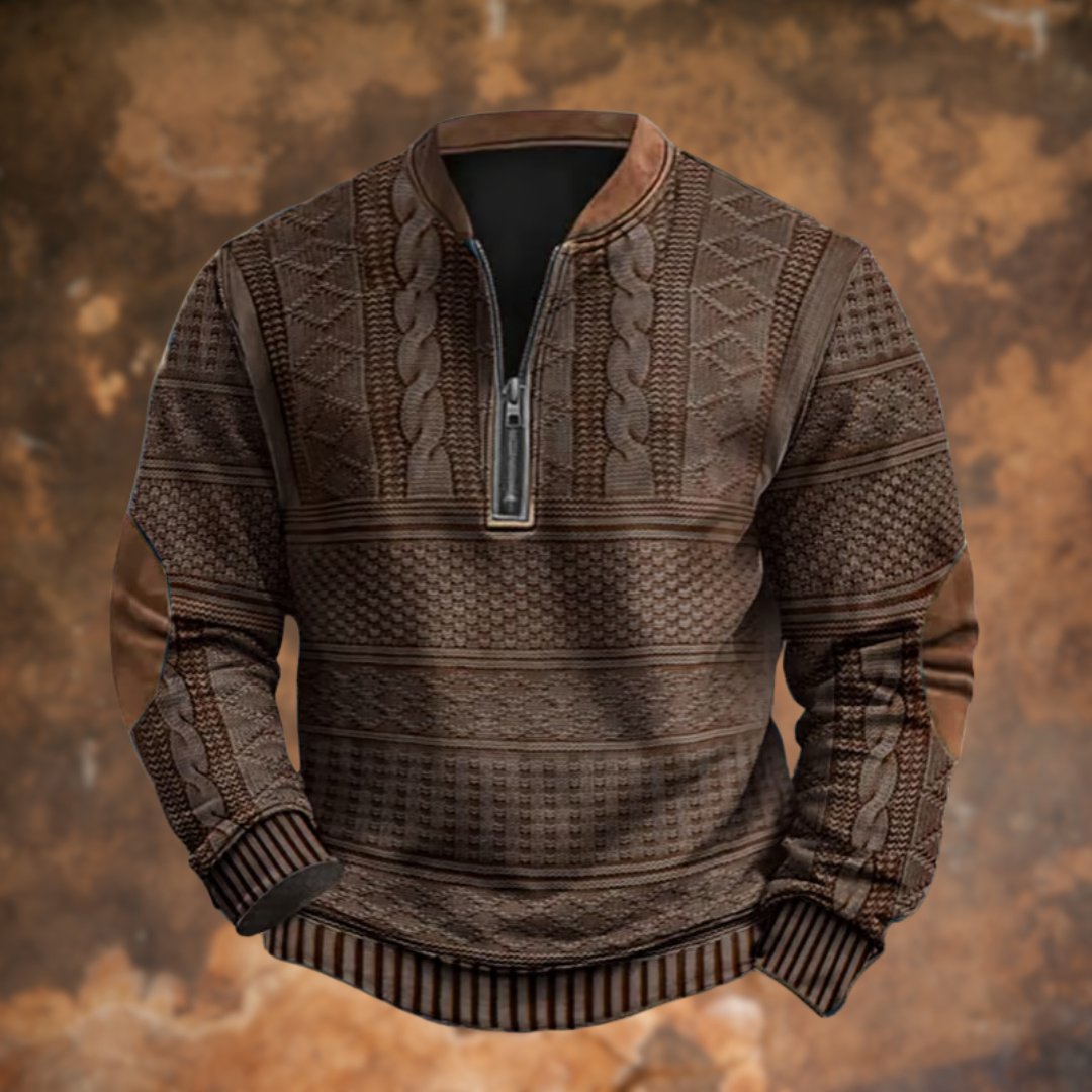 Dirk - Vintage gebreide sweater met rits voor heren Side