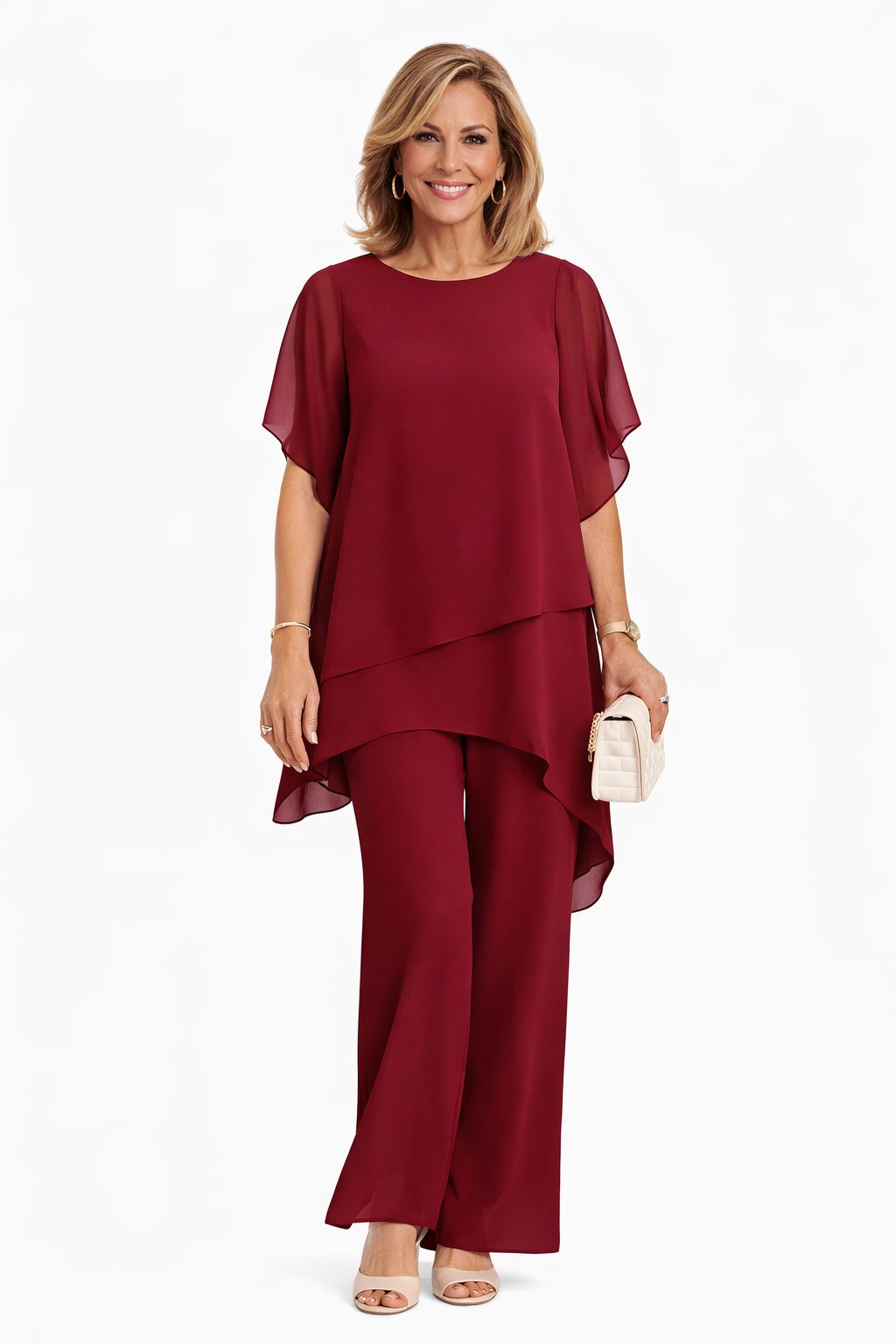 Evi - Elegante asymmetrische set voor dames Close Up