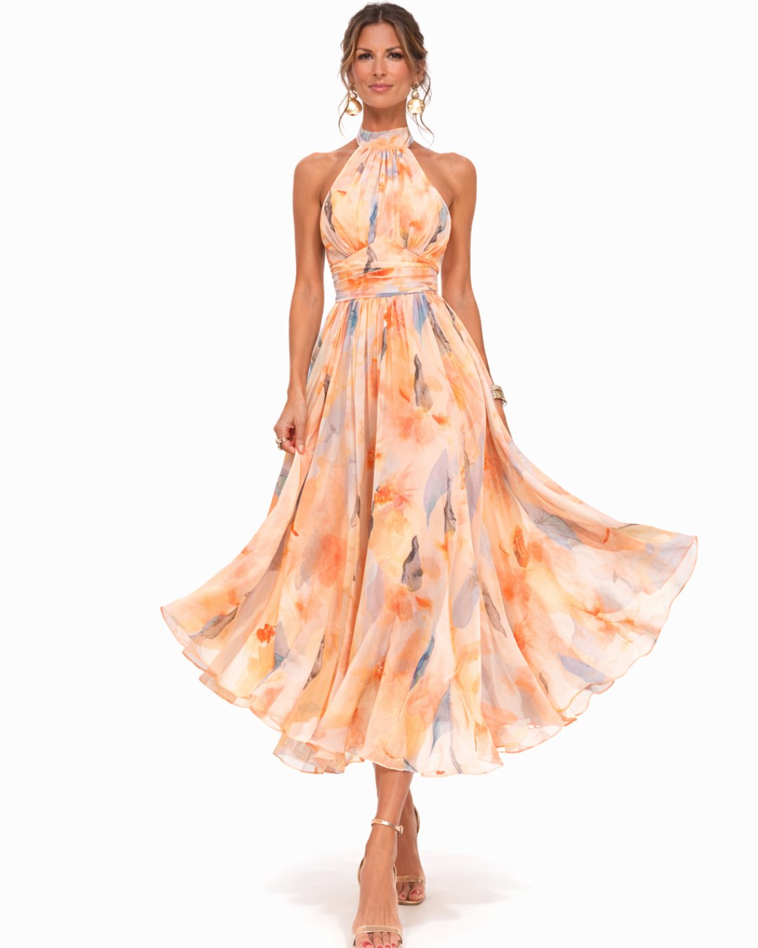 Femke - Elegante bloemenpatroon chiffonjurk voor dames Detail