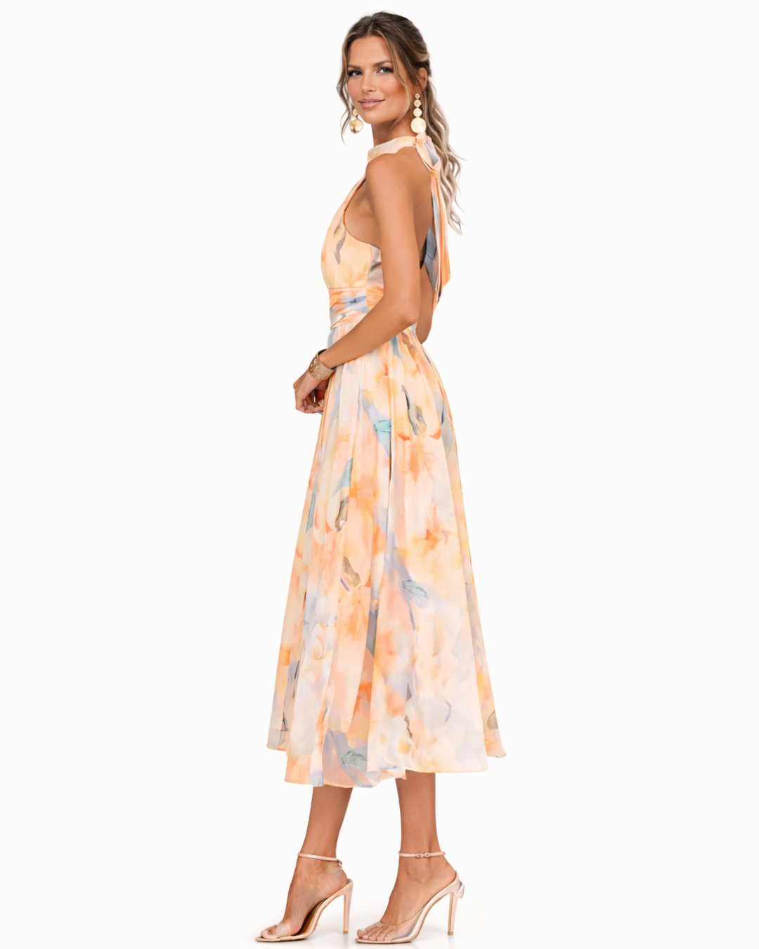 Femke - Elegante bloemenpatroon chiffonjurk voor dames Side