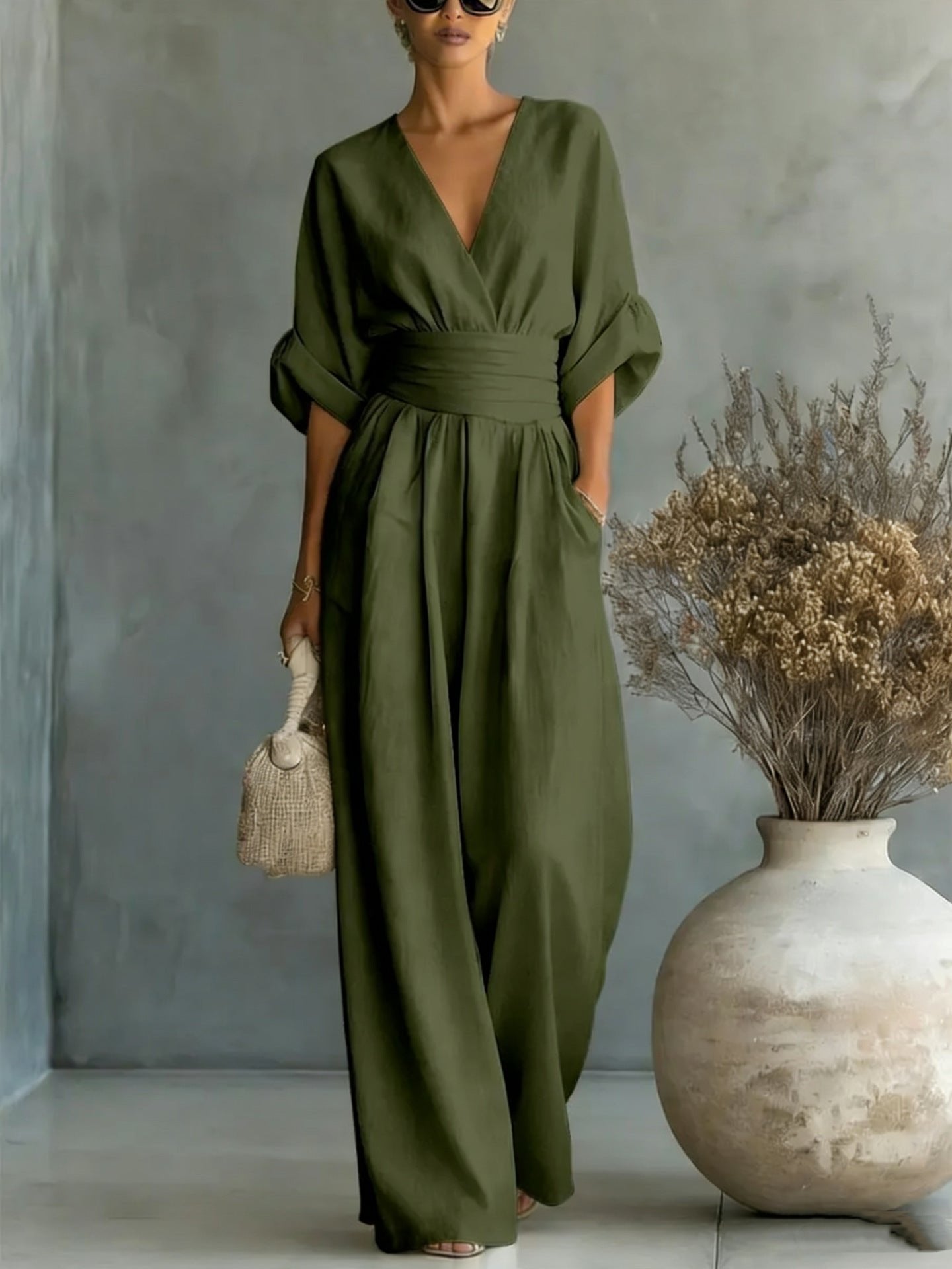 Femke - Elegante chique jumpsuit met brede taille voor dames Angle