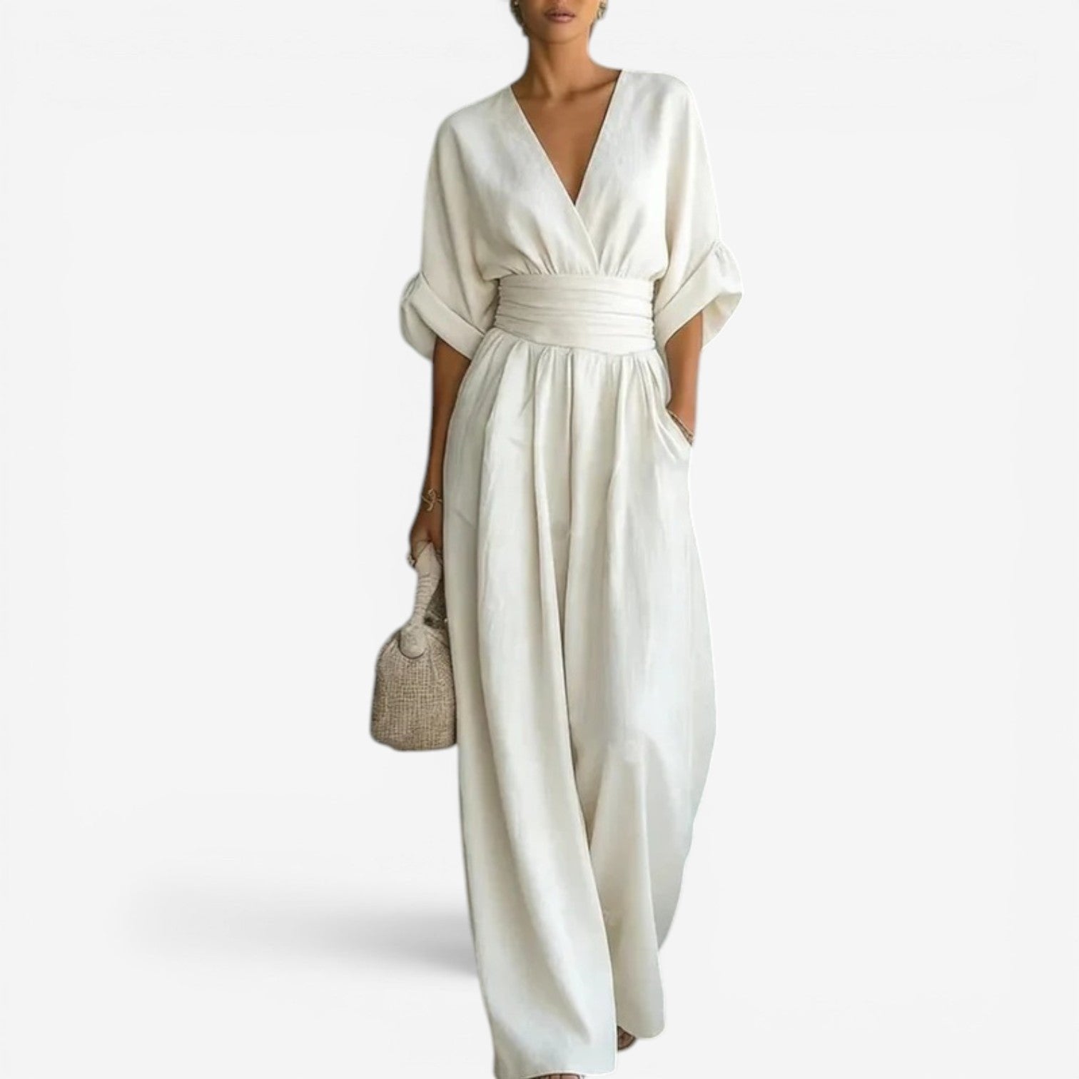 Femke - Elegante chique jumpsuit met brede taille voor dames Back