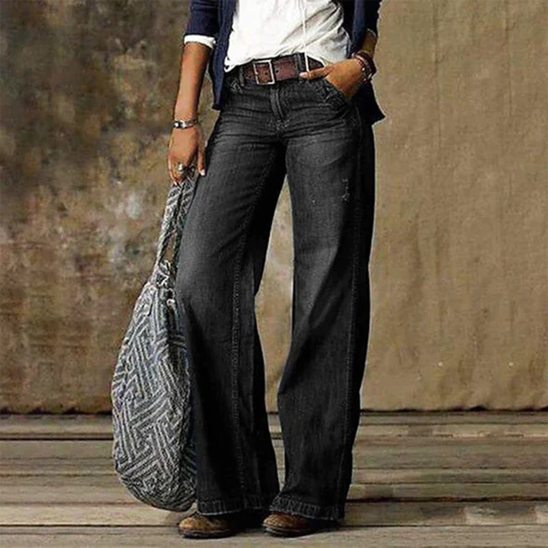 Femke - Stijlvolle high waist wide leg jeans voor dames Side