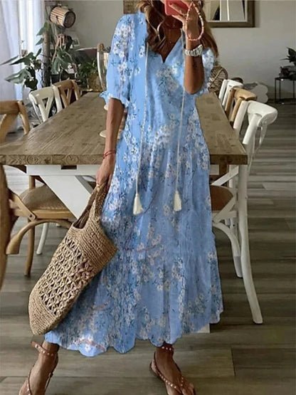 Fenna - Boho midi-jurk met ikat print voor dames Back