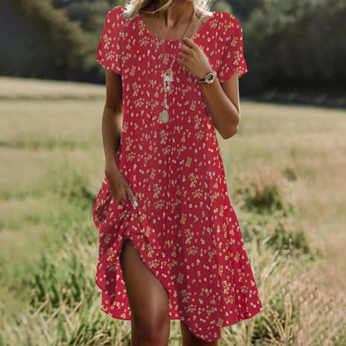 Fenna - Luchtige zomer midi jurk met ruches voor dames View 11