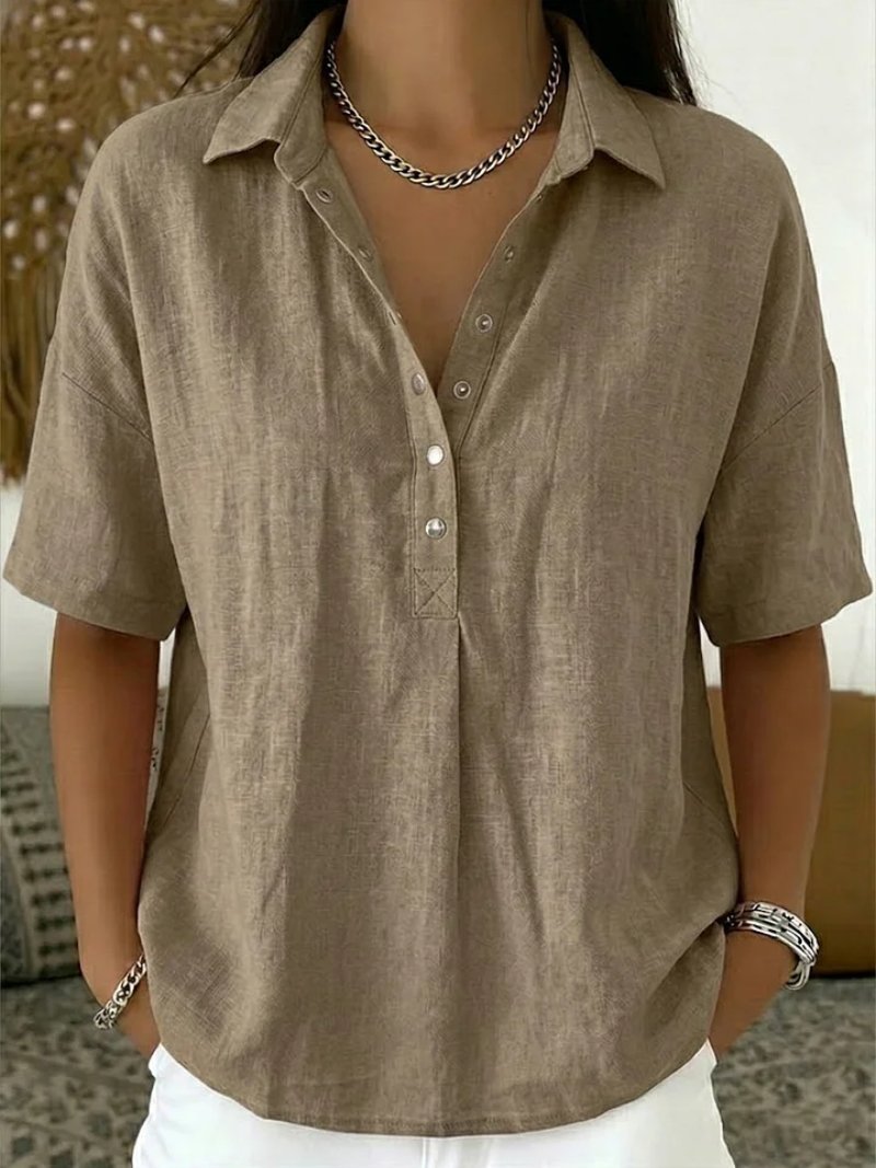 Fleur - Luchtige blouse met v-hals en knopen voor dames Front