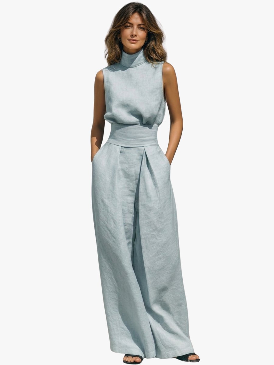 Fleur - Minimalistische linnen-katoenen tweedelige set voor dames Hero