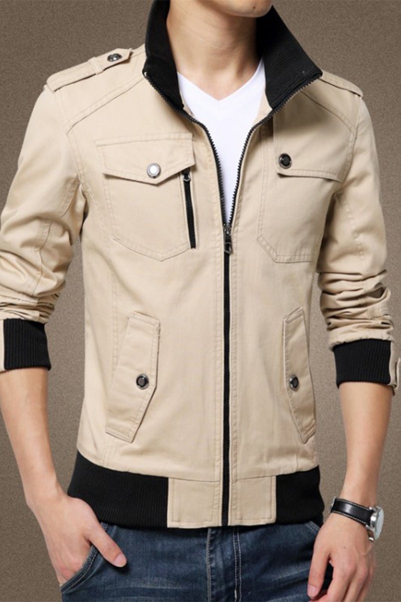 Giel - Vintage militaire bomberjack met epauletten voor heren Side