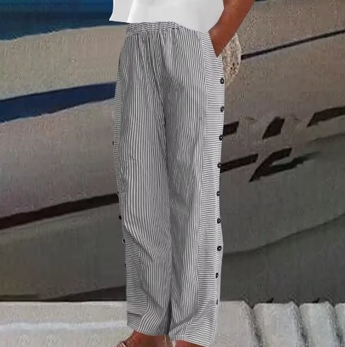 Greet - Comfortabele gestreepte casual broek voor dames Back