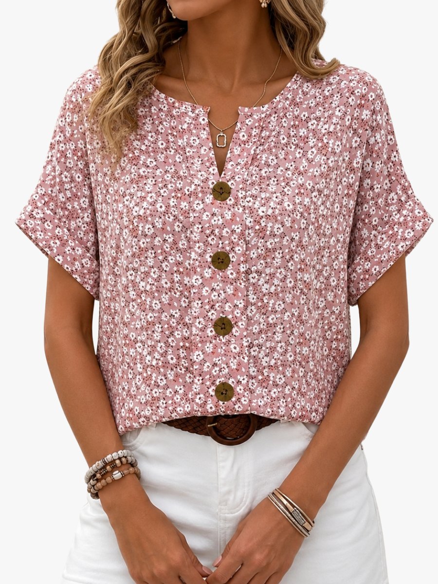 Hazel - Chique bloemige blouse met knoopsluiting voor dames Hero