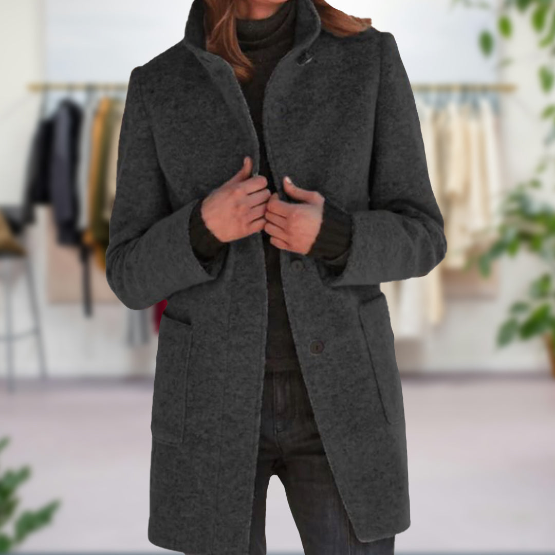 Lieke - Elegante lange mantel met opstaande kraag voor dames