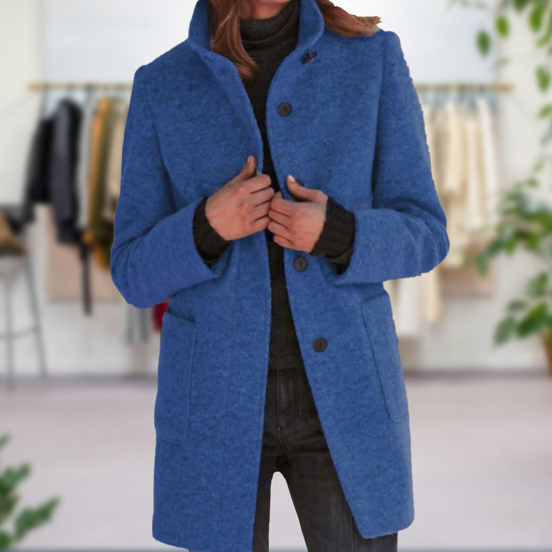 Lieke - Elegante lange mantel met opstaande kraag voor dames