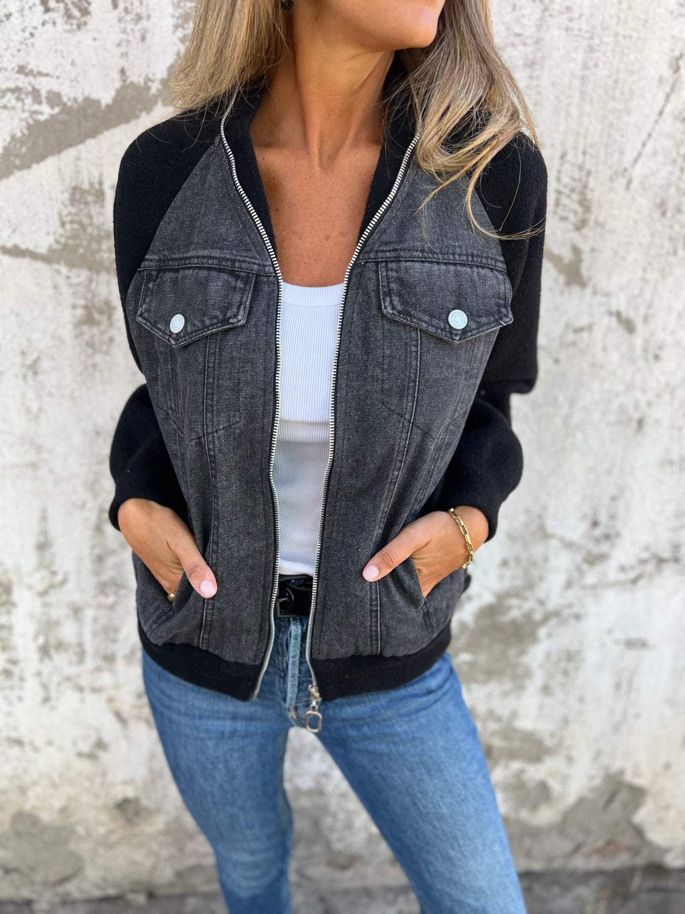 Fenna - Stijlvolle denim jacket met capuchon voor dames
