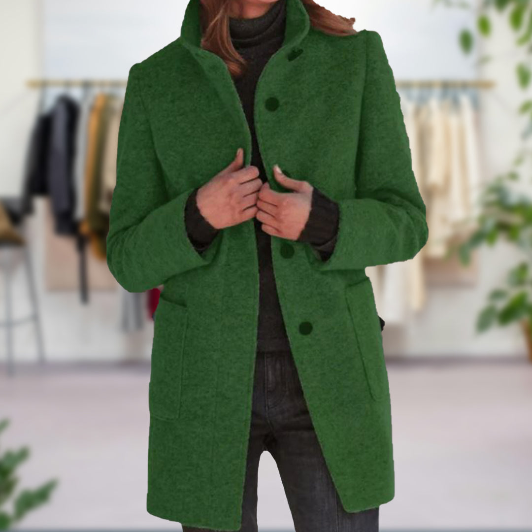 Lieke - Elegante lange mantel met opstaande kraag voor dames