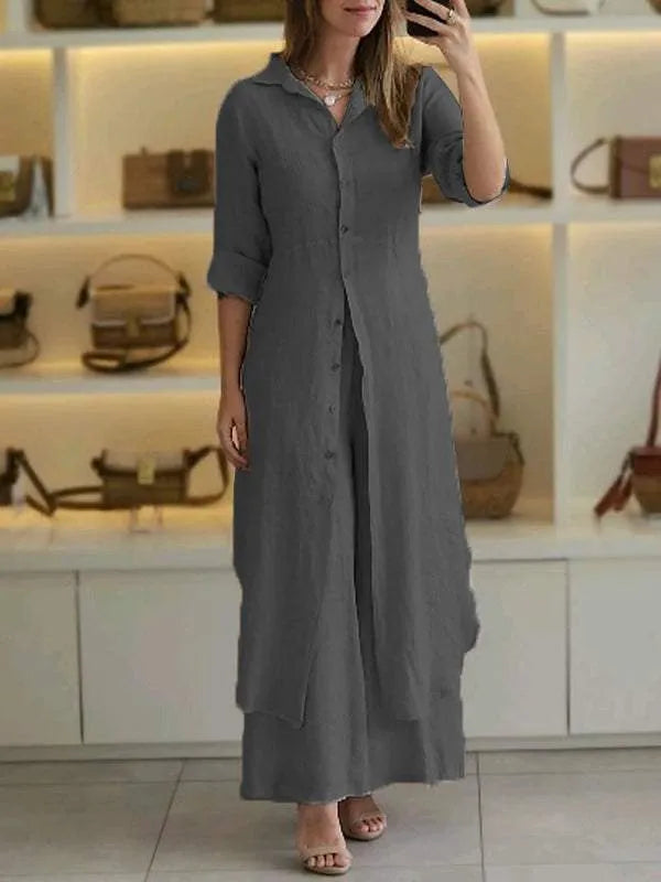 Lieke - Luchtige linnen set met rok voor dames