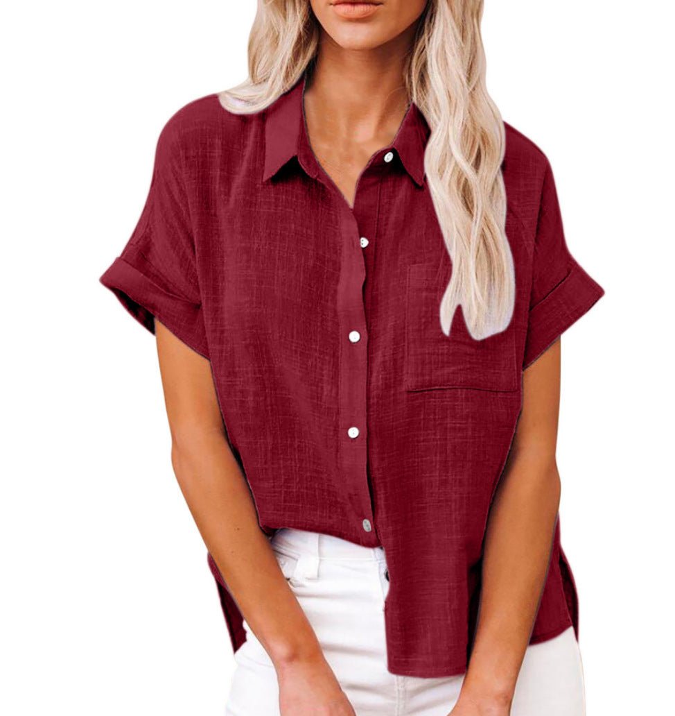 Iris - Luchtige linnen blouse met omgeslagen mouwen voor dames View 12