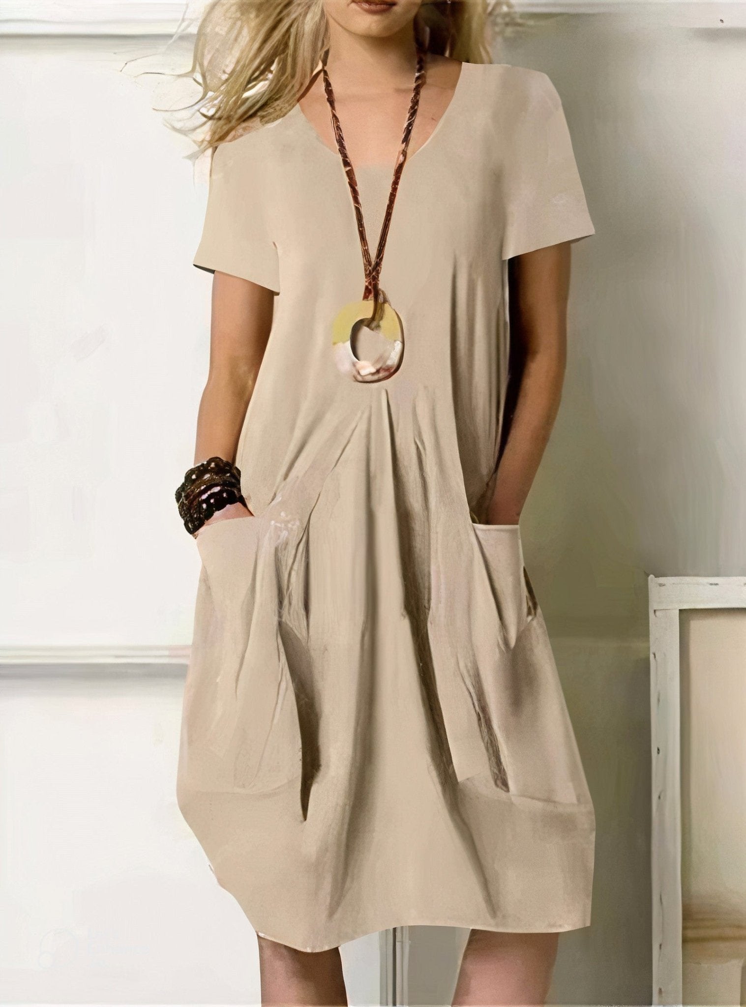 Jet - Vloeiende midi jurk met bubble zoom voor dames Back