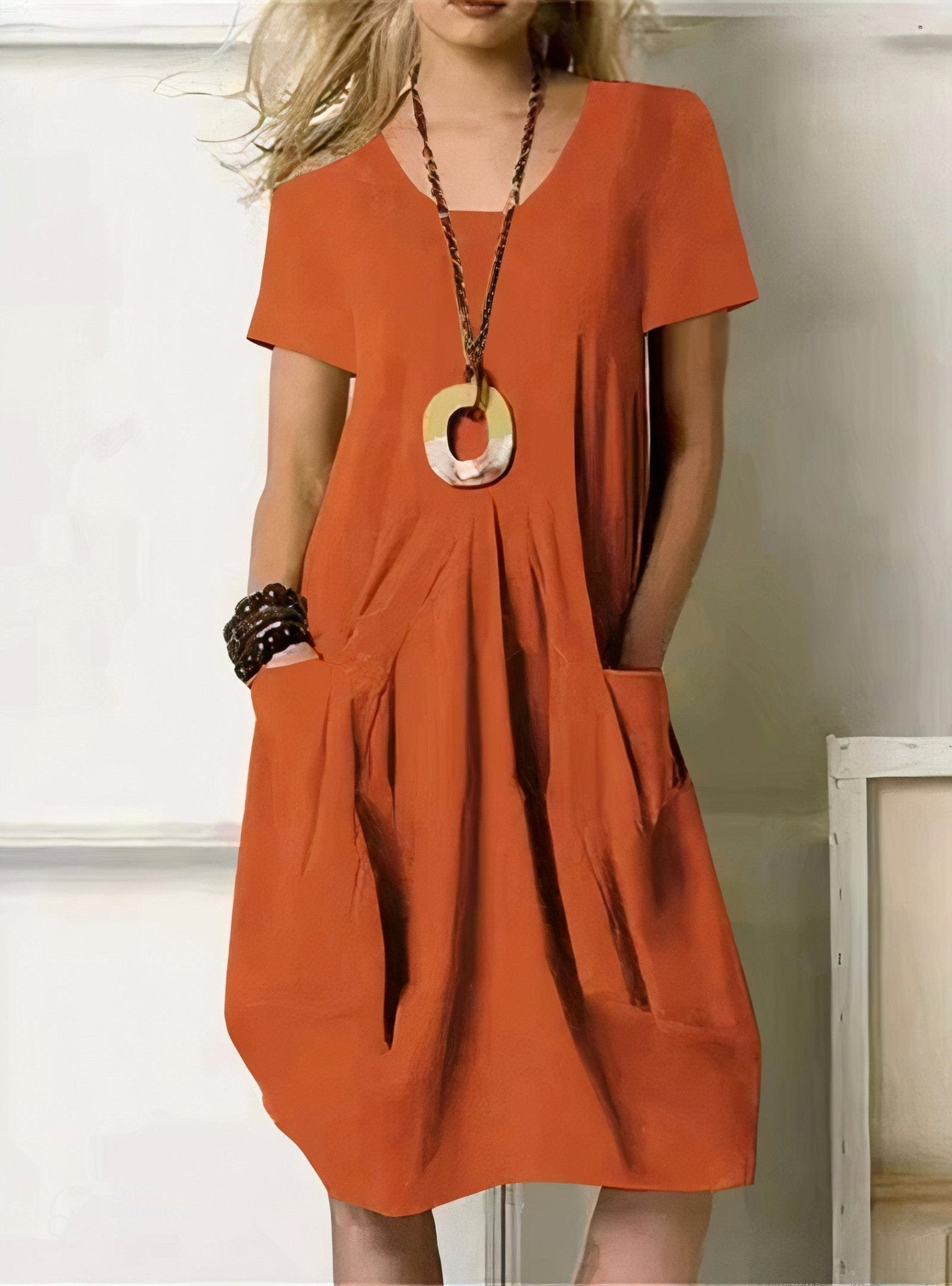 Jet - Vloeiende midi jurk met bubble zoom voor dames Detail