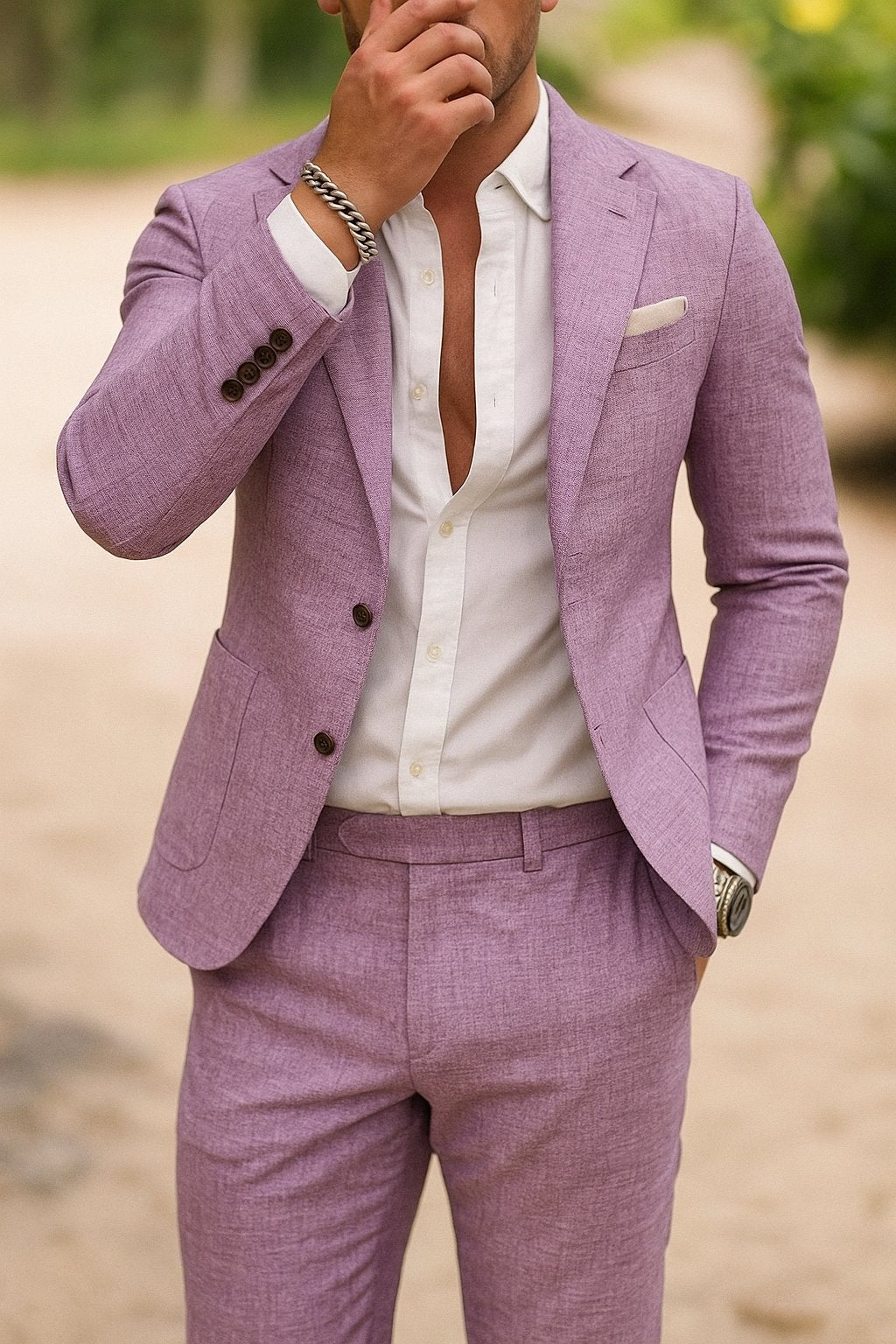 Joris - Slim fit linnen herenpak voor de zomer Full