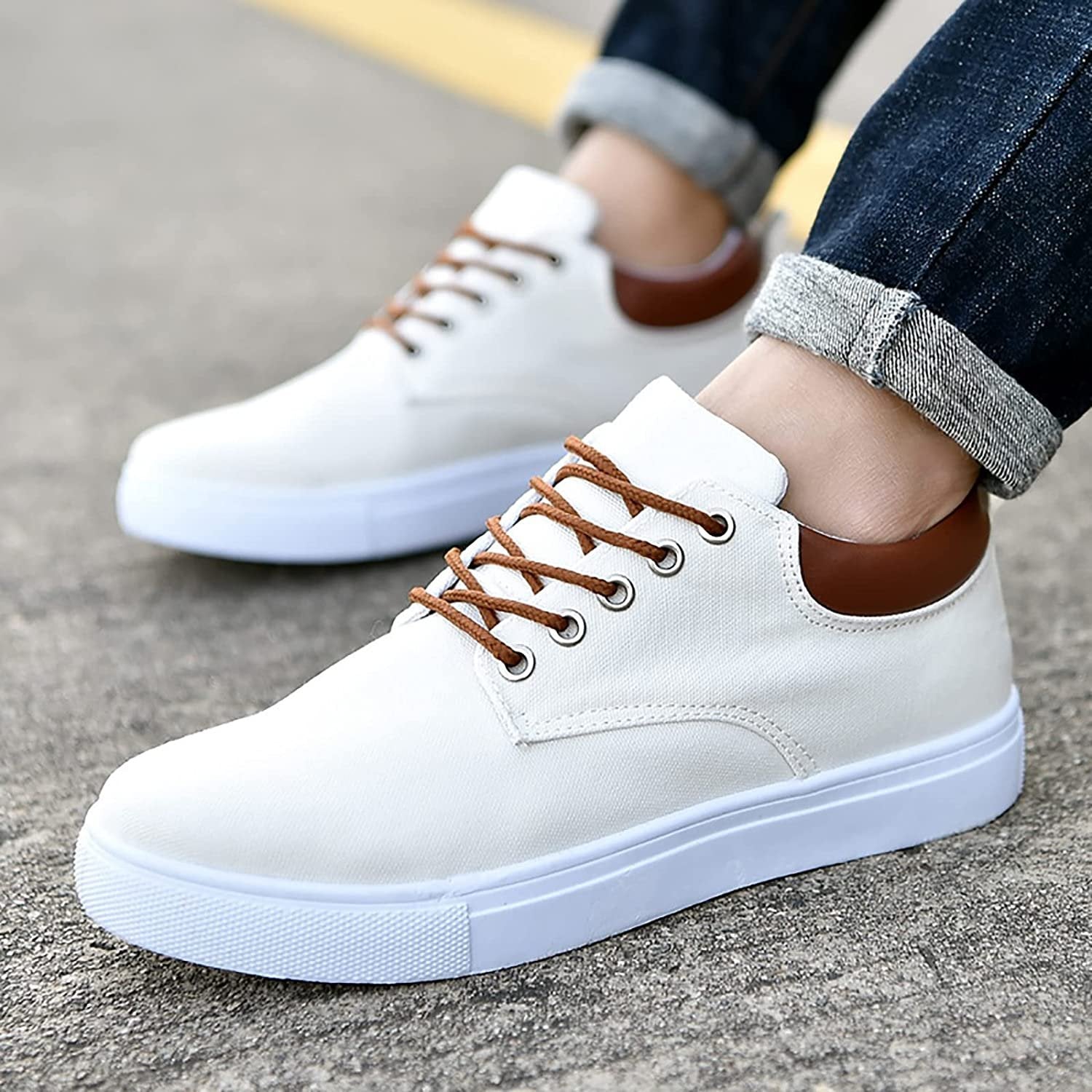 Joris - Stoere canvas sneakers met witte zool voor heren Back