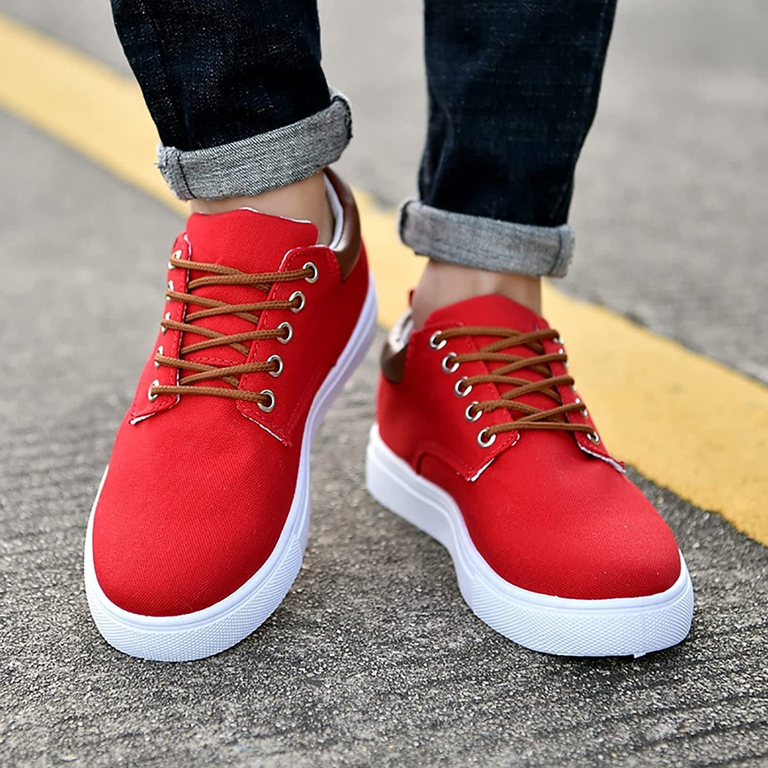 Joris - Stoere canvas sneakers met witte zool voor heren View 22