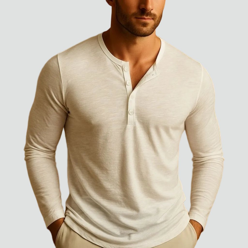 Lars - Casual henley shirt met lange mouwen voor heren Hero
