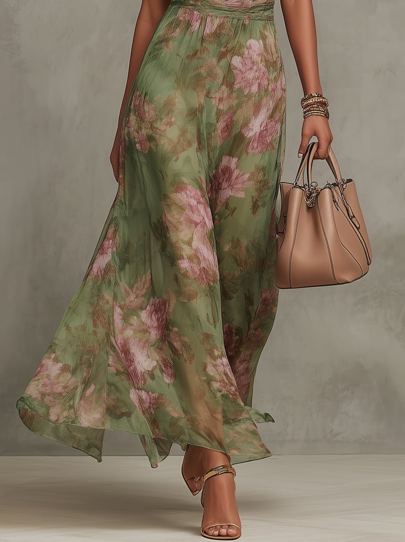 Lotte - Luchtige bloemen halterjurk voor dames Back