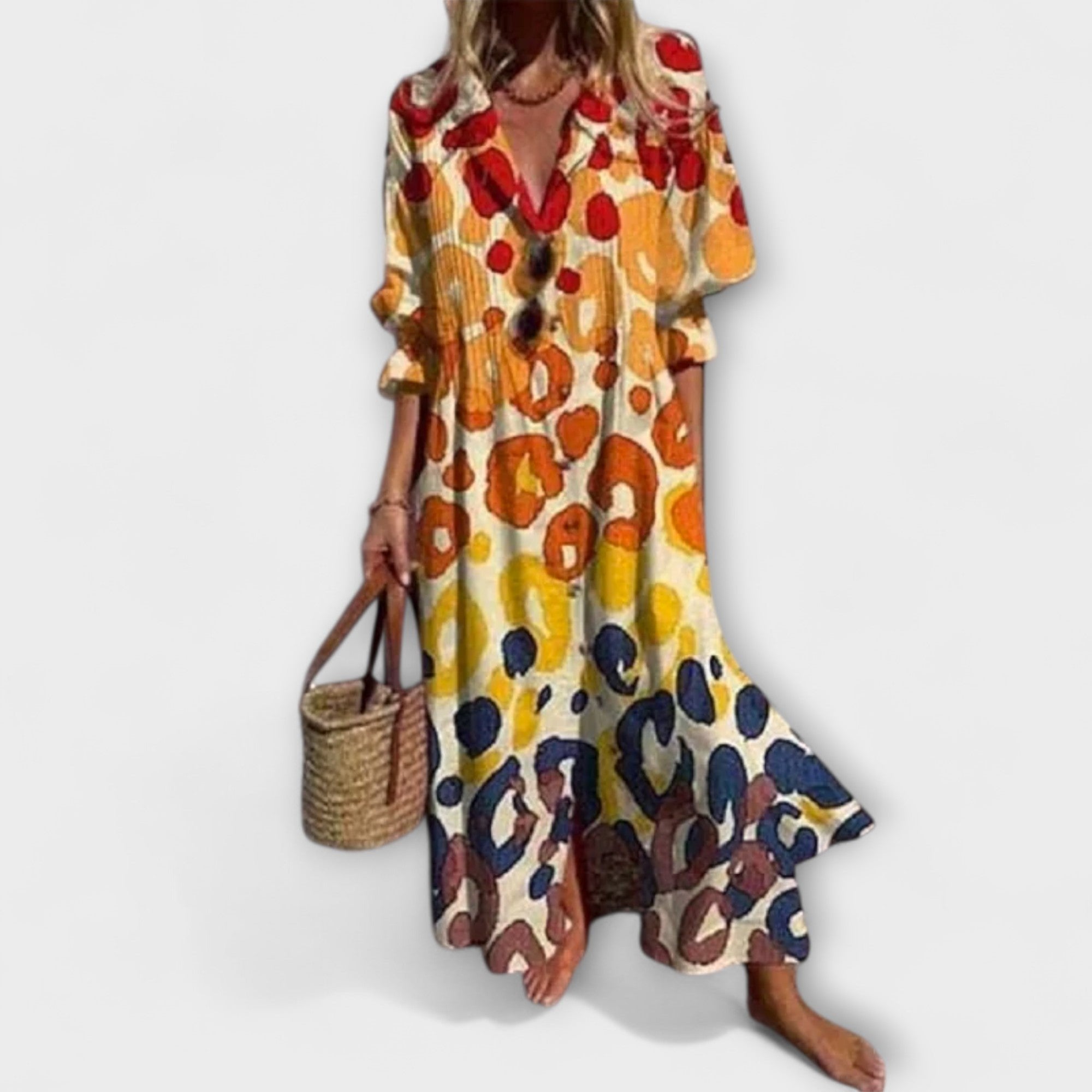Lotte - Minimalistische vloeiende maxi-jurk voor dames Detail