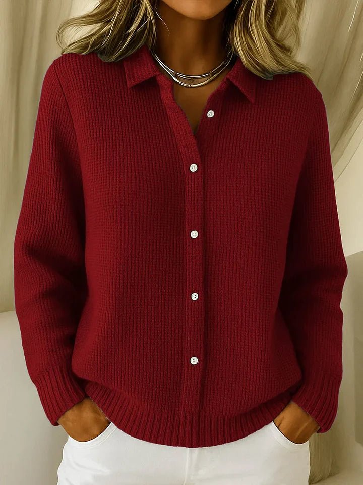 Lotte - Moderne waffle knit trui met kraag voor dames Front