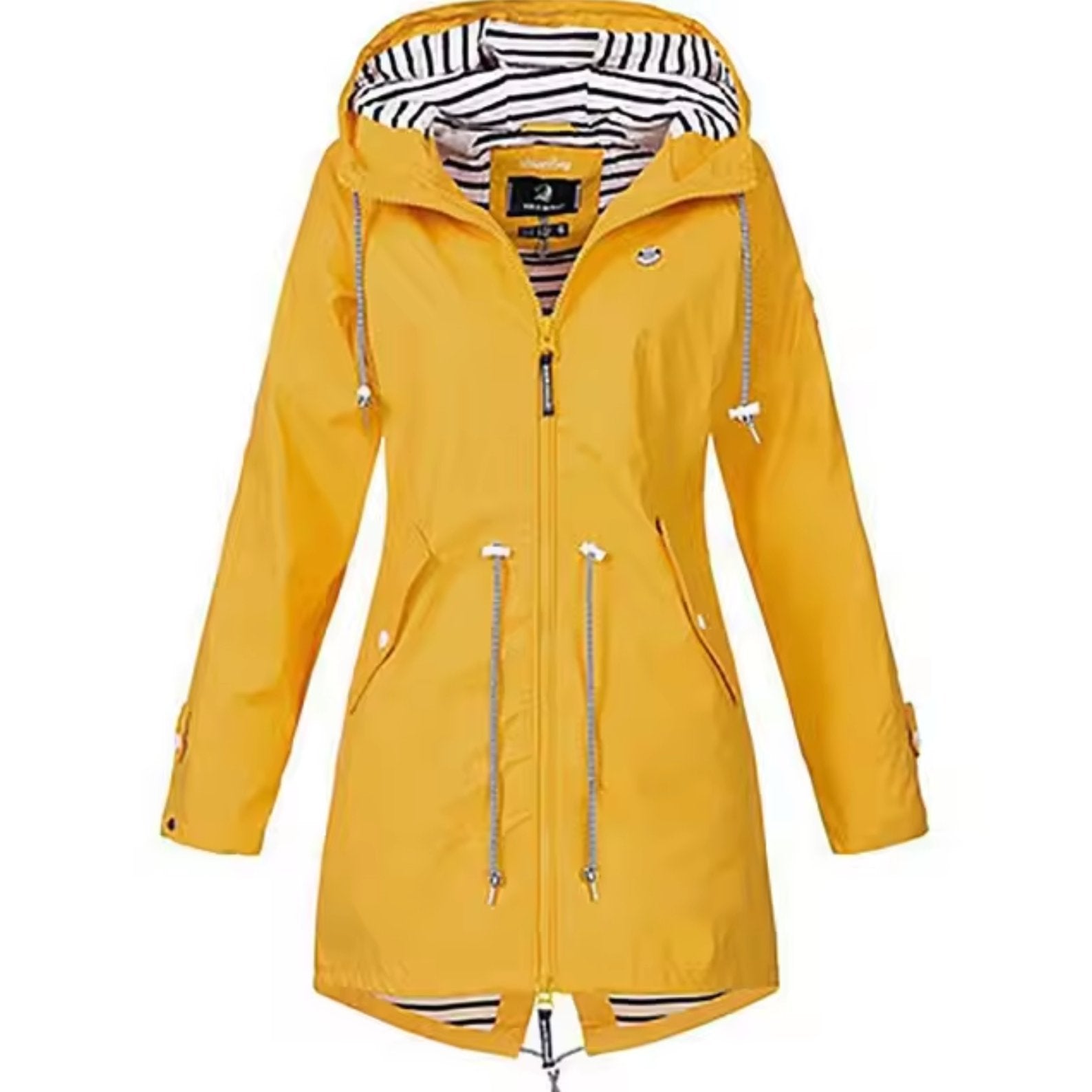 Lotte - Wind- en waterdichte regenjas met gestreepte capuchon voor dames Back