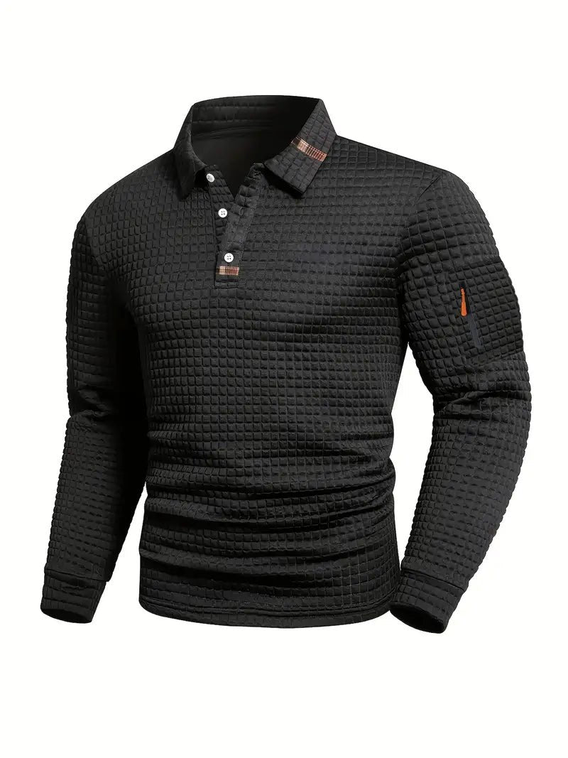 Luuk - Casual longsleeve polo voor heren Side