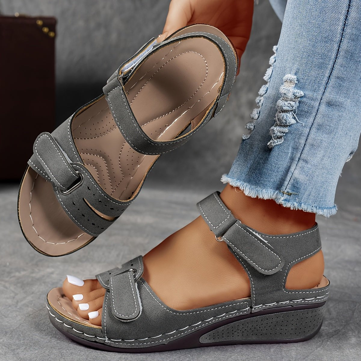 Maren - Ondersteunende ergonomische sandalen met klittenband voor dames Full