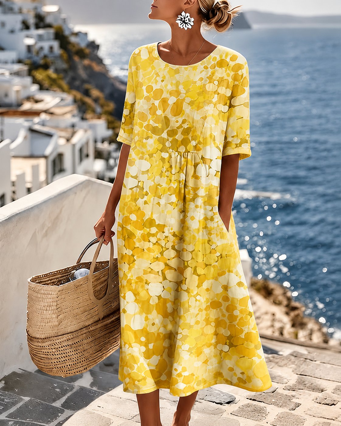 Maud - Elegante midi bloemenjurk voor dames Close Up
