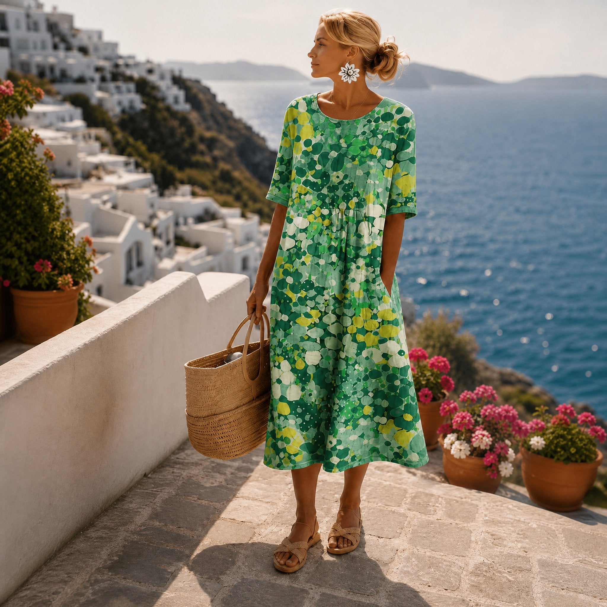 Maud - Elegante midi bloemenjurk voor dames Detail