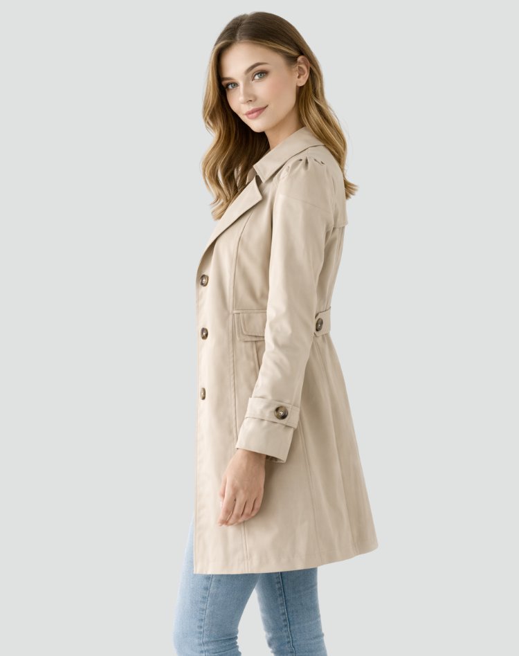 Maud - Klassieke lichtgewicht trenchcoat slim fit voor dames Detail