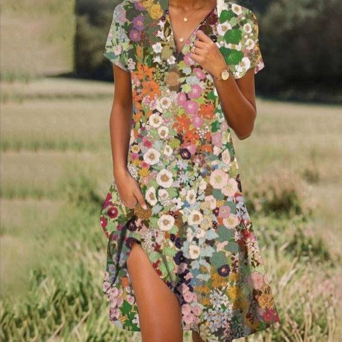 Merel - Ademende midi zomerjurk met bloemenprint voor dames Side